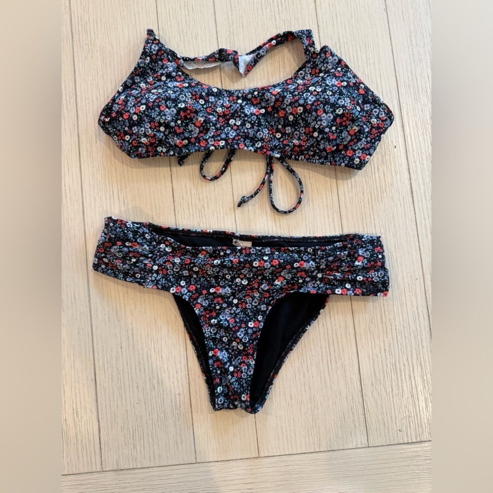 Gilly Hicks Black and Red Floral Bikini